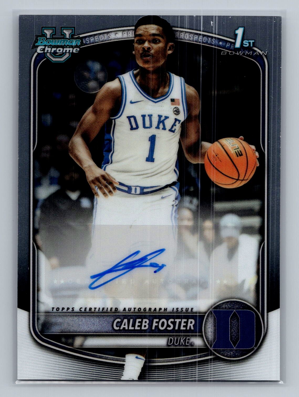 Caleb Foster 2025-26 Bowman #CPA-CF Chrome Prospect Autographs 1st DUKE