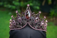 Vintage Burgundy Crystal Tiara dark purple brown diadem wedding gift