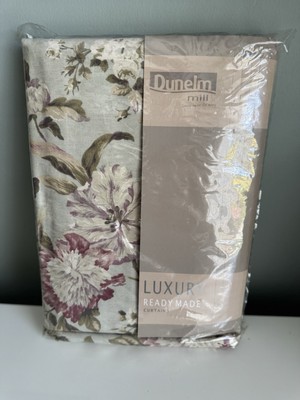 Dunelm Vintage Bouquet Leinenmischung Bleistiftfalte gefütterte Vorhänge plus Raffbänder