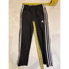 Adidas Boys Black White 3-Stripe Track Pants Joggers Size 6 Athletic Activewear