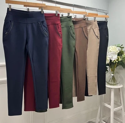 Yu & Me Damen bequeme Stretch 4 Taschen Jeggings Hose Treggings: klein - 6XL