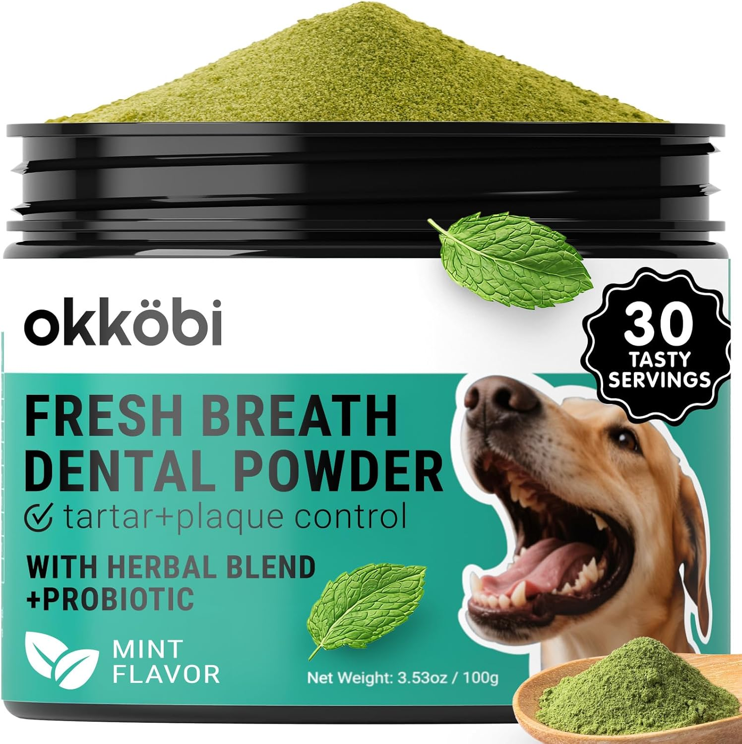 Dog Teeth Cleaning Powder - Dog Breath Freshener + Dental Care for Doggies & Cat