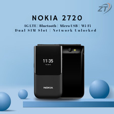 Nokia 2720 Flip 2G Dual SIM Unlocked, 2.8 Inch-Brand New Sealed Box-Black & Grey