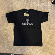 Balenciaga Black Cotton Jersey Logo Graphic C...
