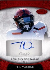 2021 SAGE Aspire Red #ASP131 TJ Vasher Auto - FB