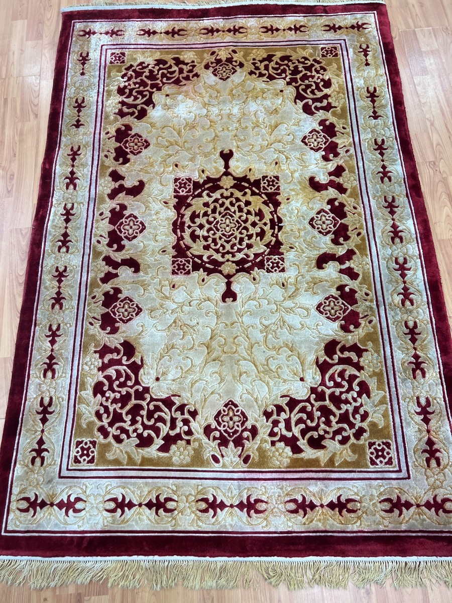 4' x 6' Chinese Art Deco Oriental Rug - Hand Made - 100% Silk | eBay