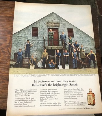 1963 BALLANTINES SCOTCH WHISKY 14 Scotsmen Highland Makers - Vintage Magazine Ad