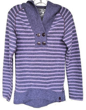 Mountain Hardwear Wool Blend Hoodie Womens Small Purple Striped Sweater