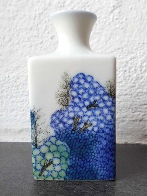 Porzellan-Vase rechteckig Solifleur Ahlens Porzellan Schweden handgemalt 11 cm