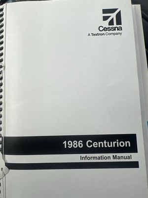 Cessna 1986 centurion 210R Owner Info manual + Safety & Warning Supplements
