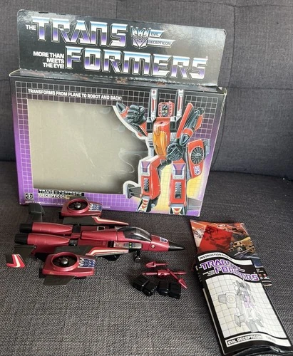 Vintage G1 Transformers 1985 Decepticon Jet THRUST & Box Near Mint