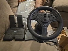 N64 V3FX Nintendo Driving Game Steering Wheel Pedals Controller InterAct Working