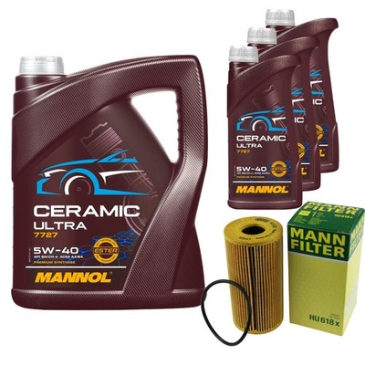 MANN Ölfilter 8L MANNOL Ceramic 5W-40 für Nissan Qashqai +2 I 2.0 dCi