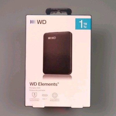 New WD Portable Elements 1TB USB Type-C HDD WDBDTV0010BBK-WESN  