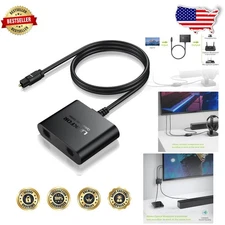 1x2 Toslink Splitter, Digital Optical Audio, LPCM/DTS/Dolby, 40m Range