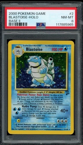 Pokemon PSA 8 Base Set 2 Blastoise 2/130 Holo Rare 2000 Near Mint