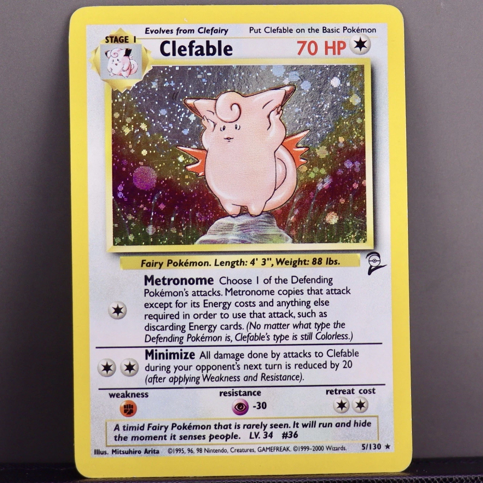 Pokemon Clefable 5/130 Base Set 2 Holo Rare LP WOTC Vintage