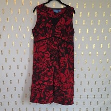 Simply Vera Women's Floral Sleeveless Dress Size 14 Red Black