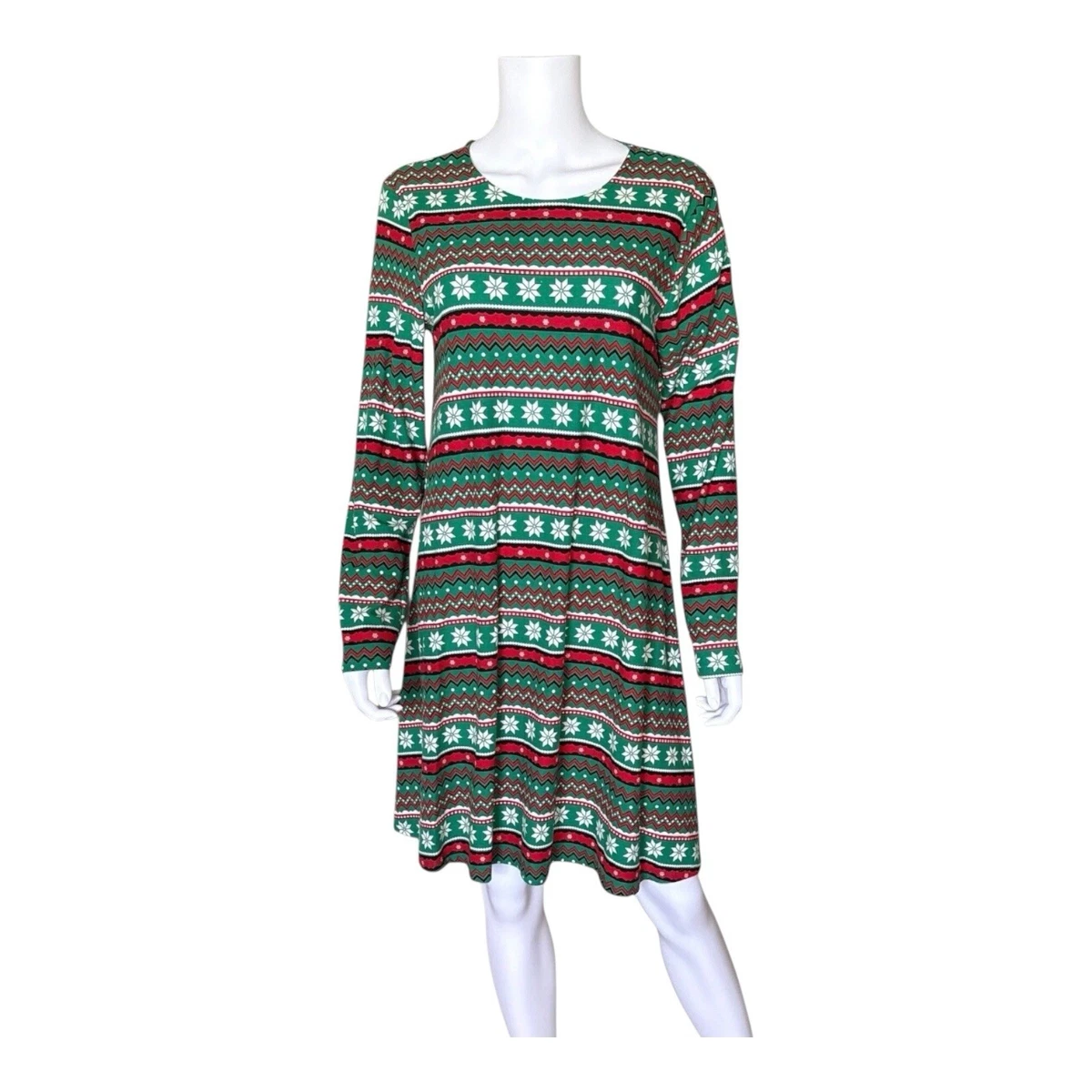 Allison Brittney Christmas Nightgown Womens M Snowflake Long Sleeve Sleep  Dress | eBay