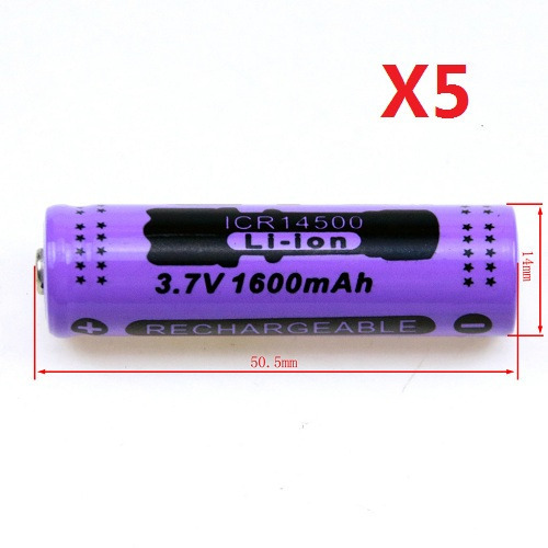 5Pcs 14500 1600mAh 3.7V Li-ion Rechargeable Batteries For LED Flashlights Torch 5Pcs 14500 1600mAh 3.7V Li-ion Rechargeable Batteries For LED Flashlights Torch