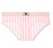 Victoria's Secret VS Logo Cotton Hiphugger Panty Bling Patch Pink Striped XLarge