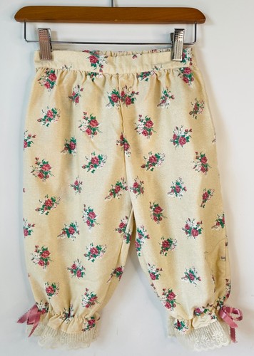 VTG HARTSTRINGS CALICO CREAM&PINK FLORAL LACE PRAIRIE KNICKERS PANTS*GIRL'S 5