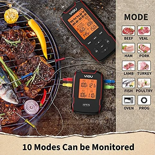 Wireless Meat Thermometer For Cooking Digital Meat Thermometer With 4 Probes 500