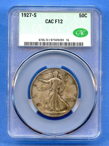 1927 S CAC F12 Walking Liberty Half Dollar 50c US Mint Silver 1927-S F-12 CACG