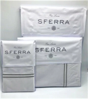 SFERRA Grande Hotel- King Sheet set white/silver 100% cotton - made in Italy