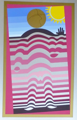 Victor Vasarely Sunbather 1982 Hand Signiert Sun-Man Op Art Siebdruck Abstrakt