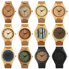 Wooden Watch Handmade Natural Wood Leather Strap Bamboo Quartz Watches for Men
