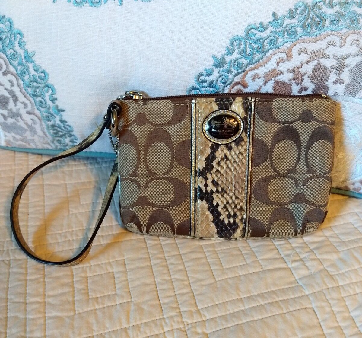 バッグ Coach Rare Python Snakeskin Clutch Bag Limited Edition Coach Python Signature Canvas Snakeskin Brown Mini