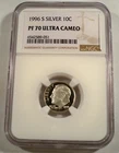1996-S 10c SILVER NGC PF70UCAM PROOF ROOSEVELT DIME ULTRA CAMEO PR 70