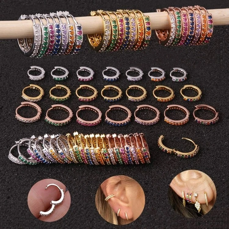 ORECCHINI A CERCHIO UOMO DONNA PLACCATO ARGENTO 925 STRASS ZIRCONI MADE IN ITALY - Immagine 4 di 4