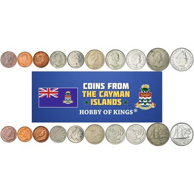 Cayman Islands | 10 Mixed Coins | 1 5 10 25 Cents | Fauna | Ship 