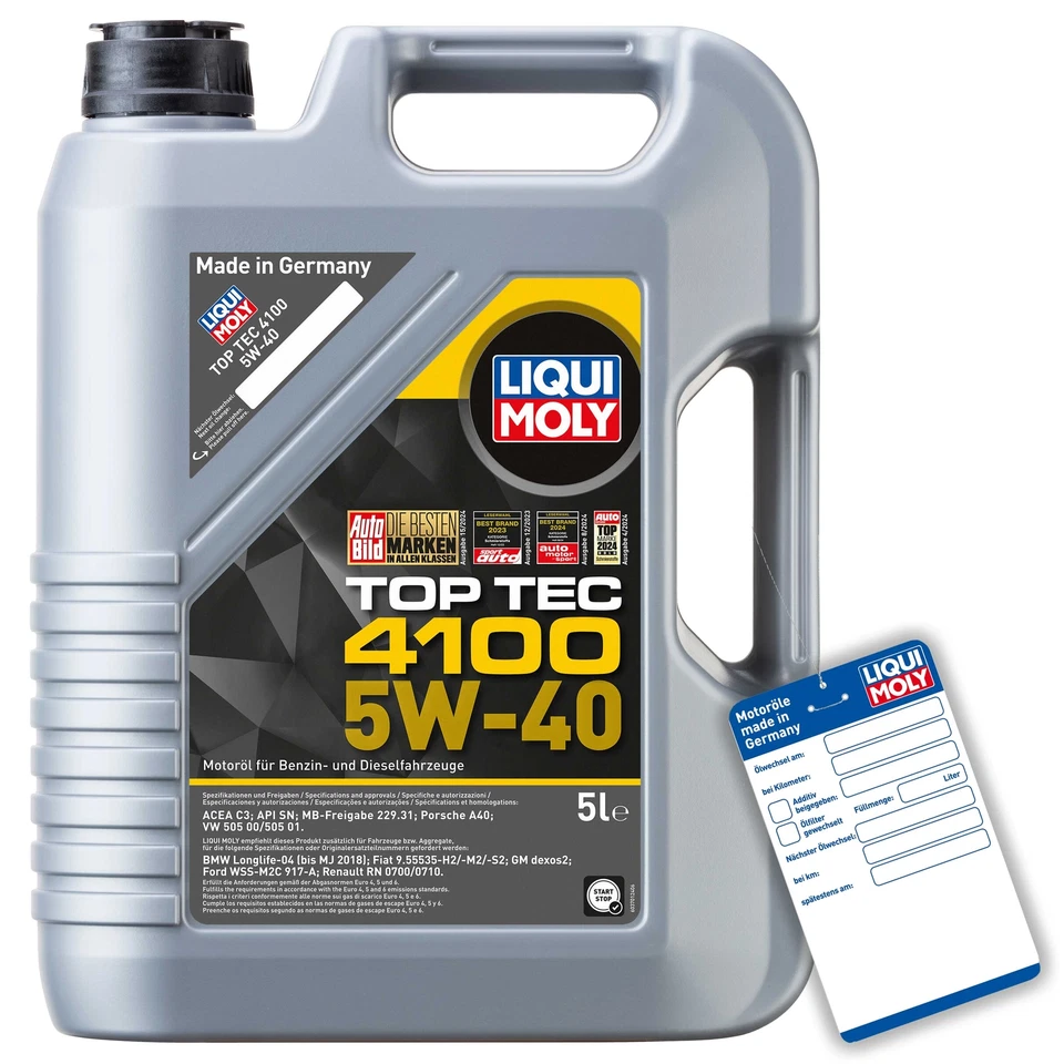 7l LIQUI Moly Top Tec 4100 5w-40 Motoröl MOTORPROTECT Motorclean Reiniger
