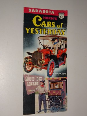 1950's Horn's Cars of Yesterday travel brochure Sarasota, FL & Music Box Arcade