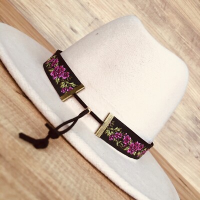 Pink Flower Hat Band, Fedora Hatband Color, Black, Pink  display picture 3