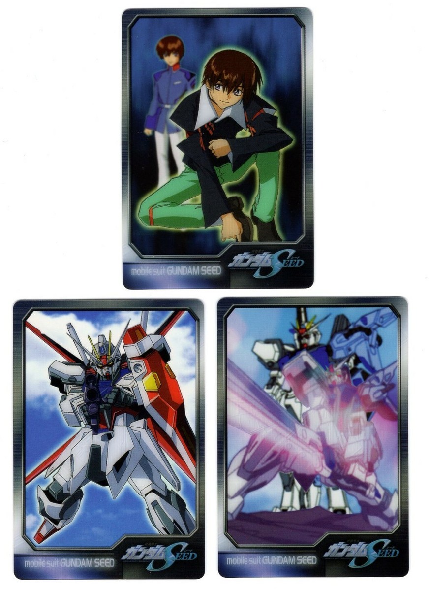 3 pcs plastic card Gundam Seed anime Kira Yamato GAT-X105 S6-10