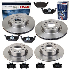 BOSCH Bremsen Set VORNE + HINTEN Bremsscheiben + Beläge für VW Polo 6R