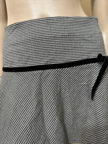 Women’s Black White Check Cotton Casual Classic FlareVelour Bow Zip Size M Skirt - Picture 4 of 19
