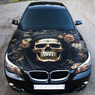 Death Skull Car Hood Wrap Decal Vinyl Sticker Full Color Graphic Fit any Car