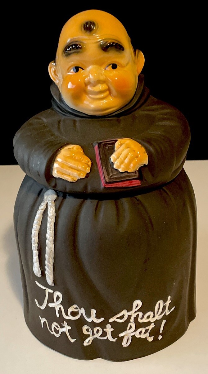 Vintage Monk Cookie Jar 10” Ceramic Thou Shall Not Get Fat Vintage Monk Cookie Jar 10” Ceramic Thou Shall Not Get Fat
