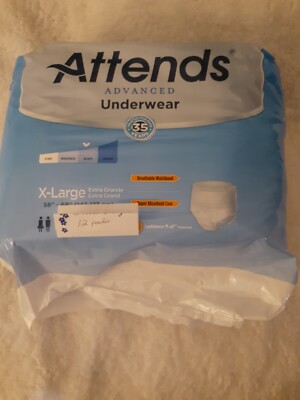  Attends Advanced XL Underwear Adult Unisex Heavy Absorb Pull On Diapers 12 Cnt 