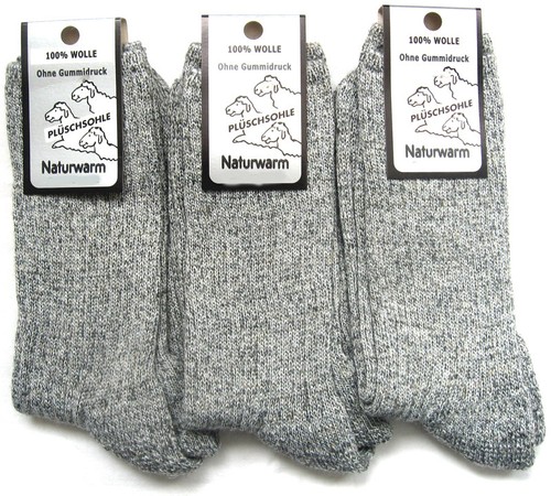 3 Par Hombres Noruego Calcetines Suela Acolchada Naturwarm 100% Lana Gris 39 Bis