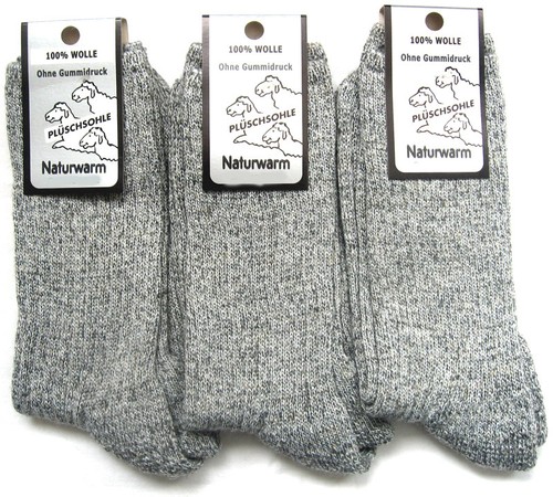 3 Par Hombres Noruego Calcetines Suela Acolchada Naturwarm 100% Lana Gris 39 Bis - Photo 1/4