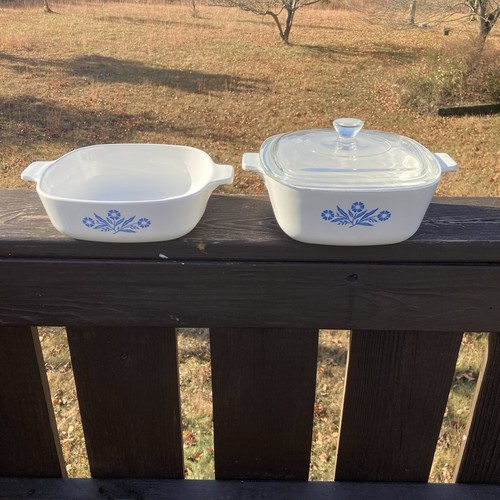 Vintage 1961-66 Corning Ware Cornflower P-1-B & P-1-1/2-B w/ Shared D-31 Lid - Picture 15 of 16