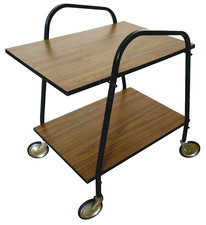 Servierwagen Barwagen Beistelltisch Rollen Eisengestell Teak Optik 60er 70er