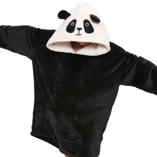 Men Ladies Oversized Hoodie Animal Snuggle Blanket Super Soft Warm Fleece - Picture 35 of 48