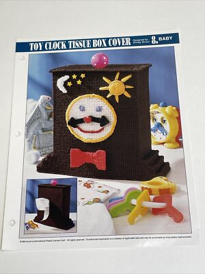 Toy Clock Tissue Box Cover Annie's Attic Plastic Canvas Pattern